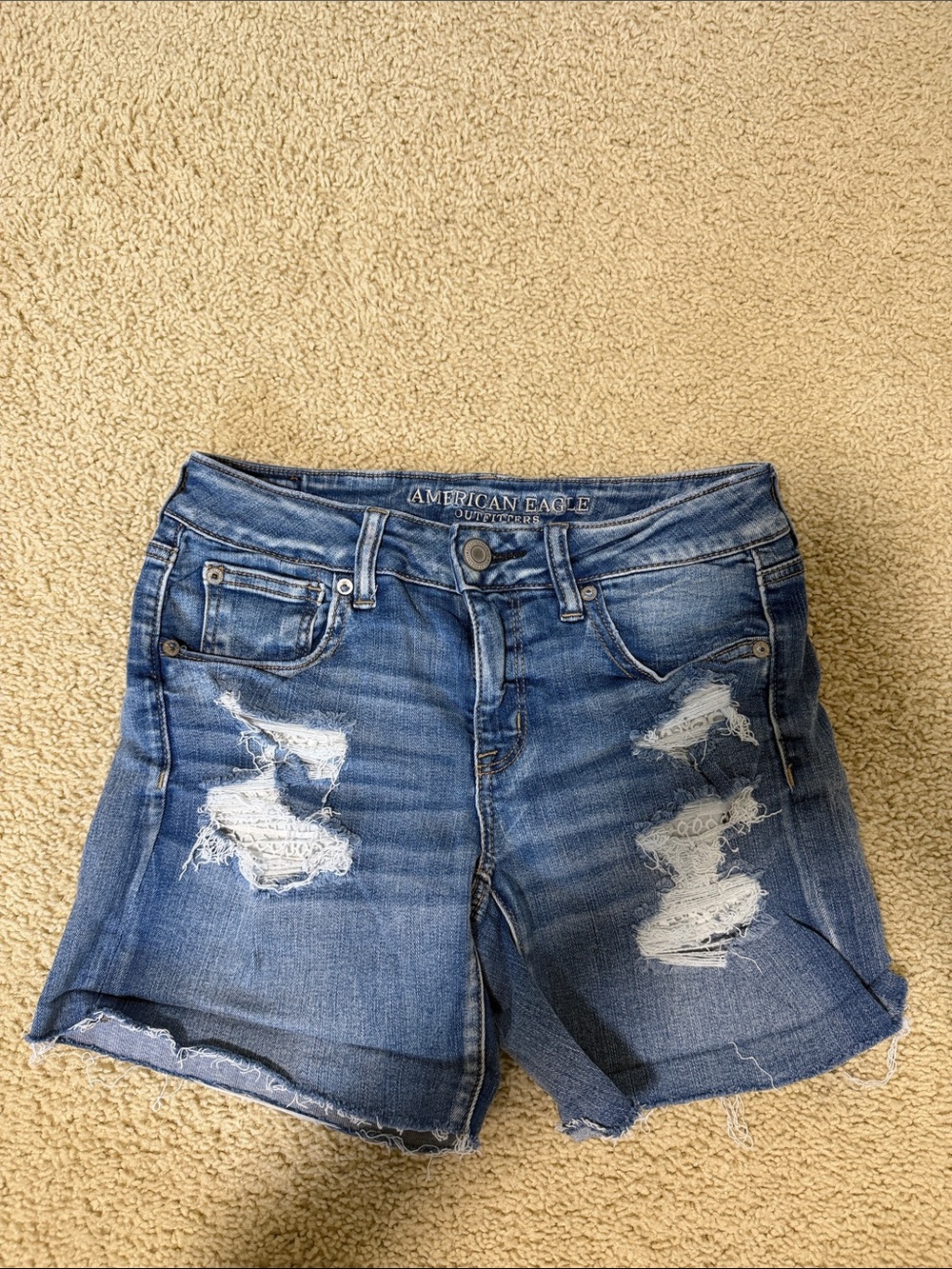 American Eagle Outfitters Distressed Blue Denim Jean Shorts